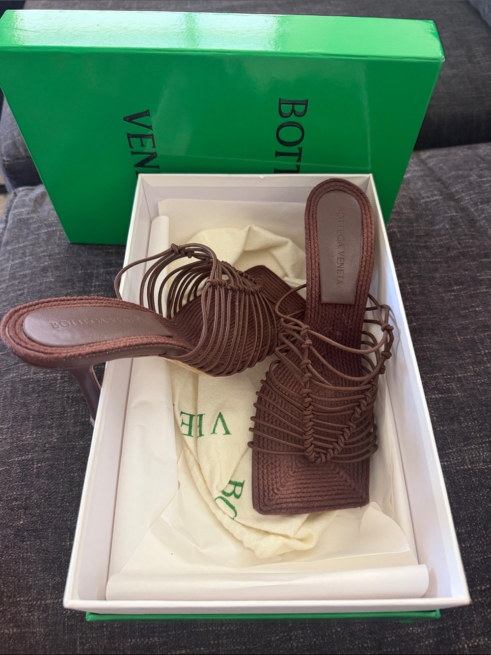 Bottega Veneta Stretch Chocolate Brown Woven Slide Sandal